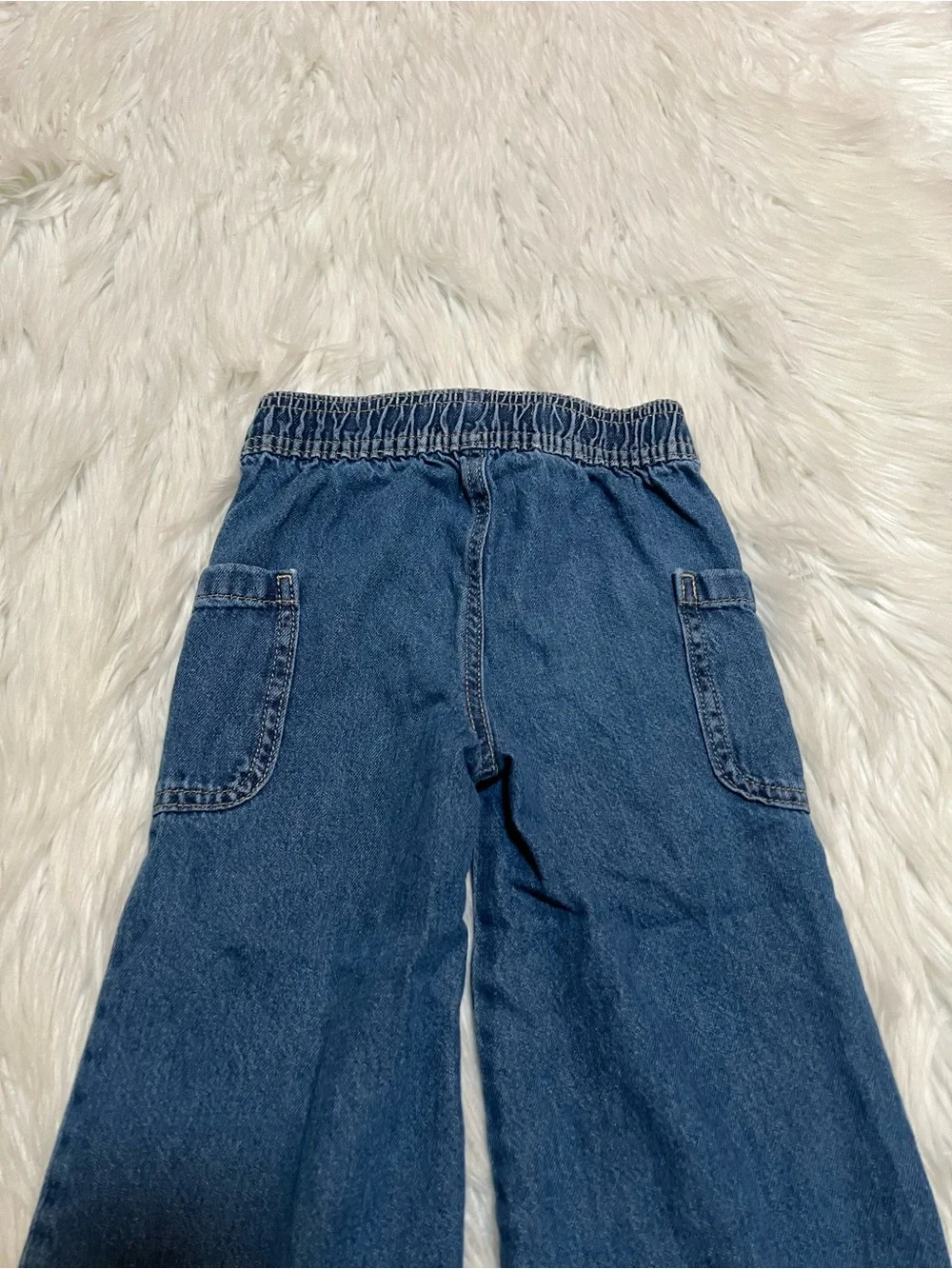 Old Navy Pull-On Baggy Wide-Leg Cargo Jeans Medium Wash 3T
